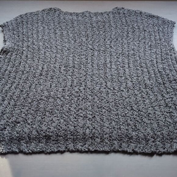 Eileen Fisher Black Organic Cotton Bateau Neck Oversized Knit Vest S - Picture 16 of 17